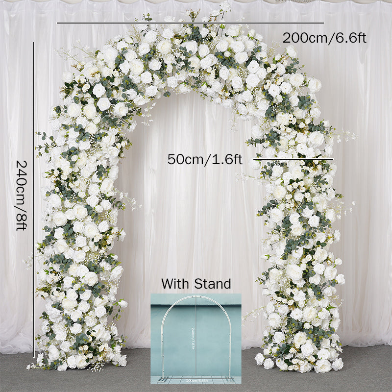 RoseyTime White Flower Arch Baby's breath Fabric Back