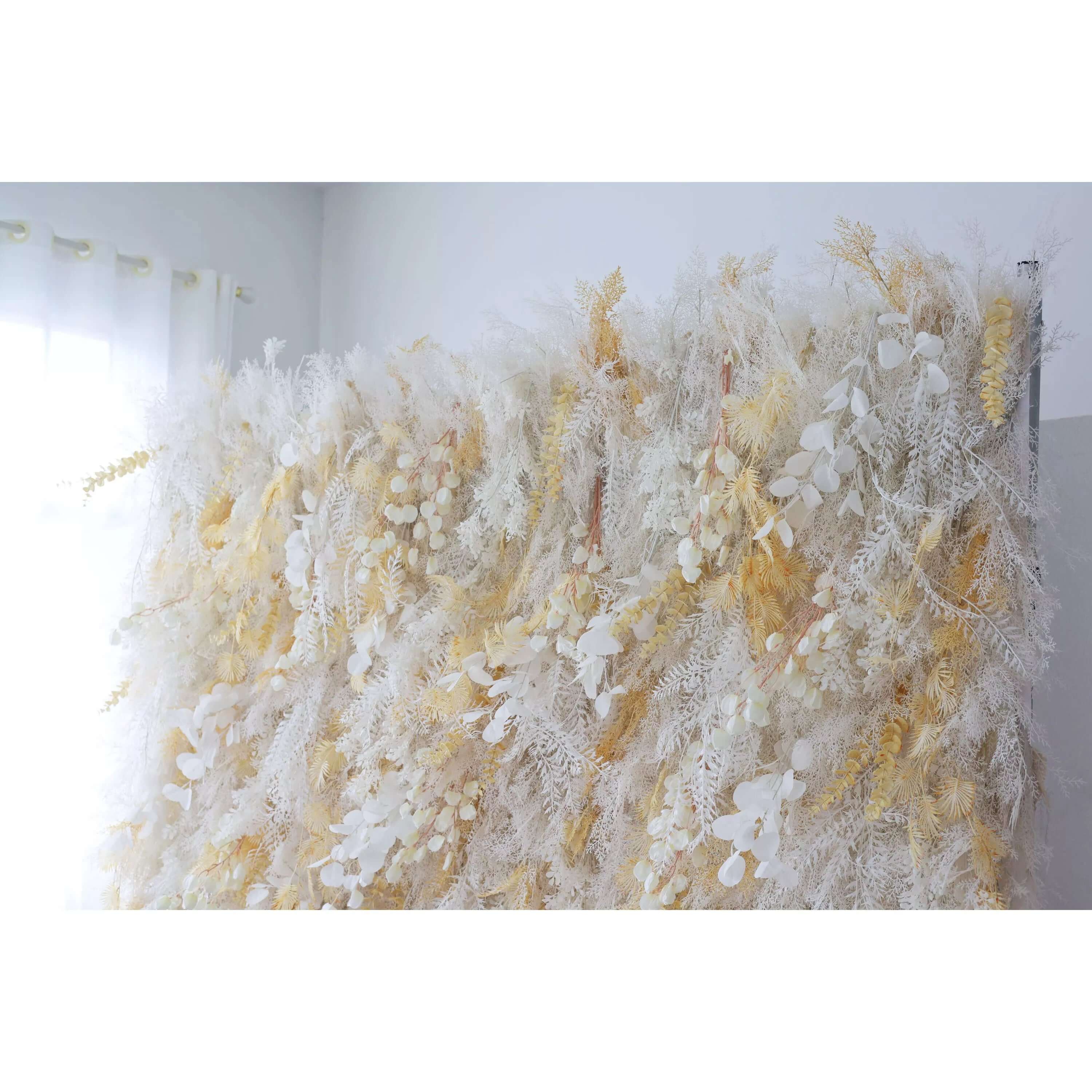 Roseytime 5D Champagne Pampas Wall Backdrop Rolling Up For Event Decor