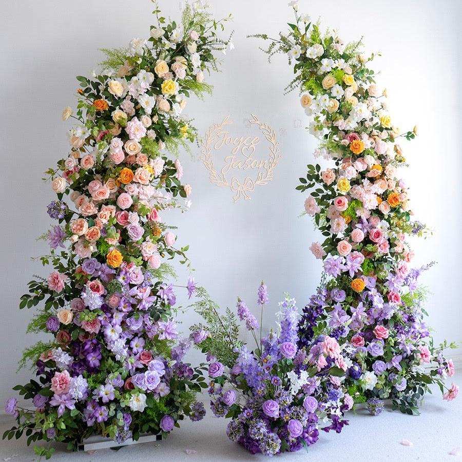 Roseytime Spring Color Flower Pillars Arch with Frame #RTP005