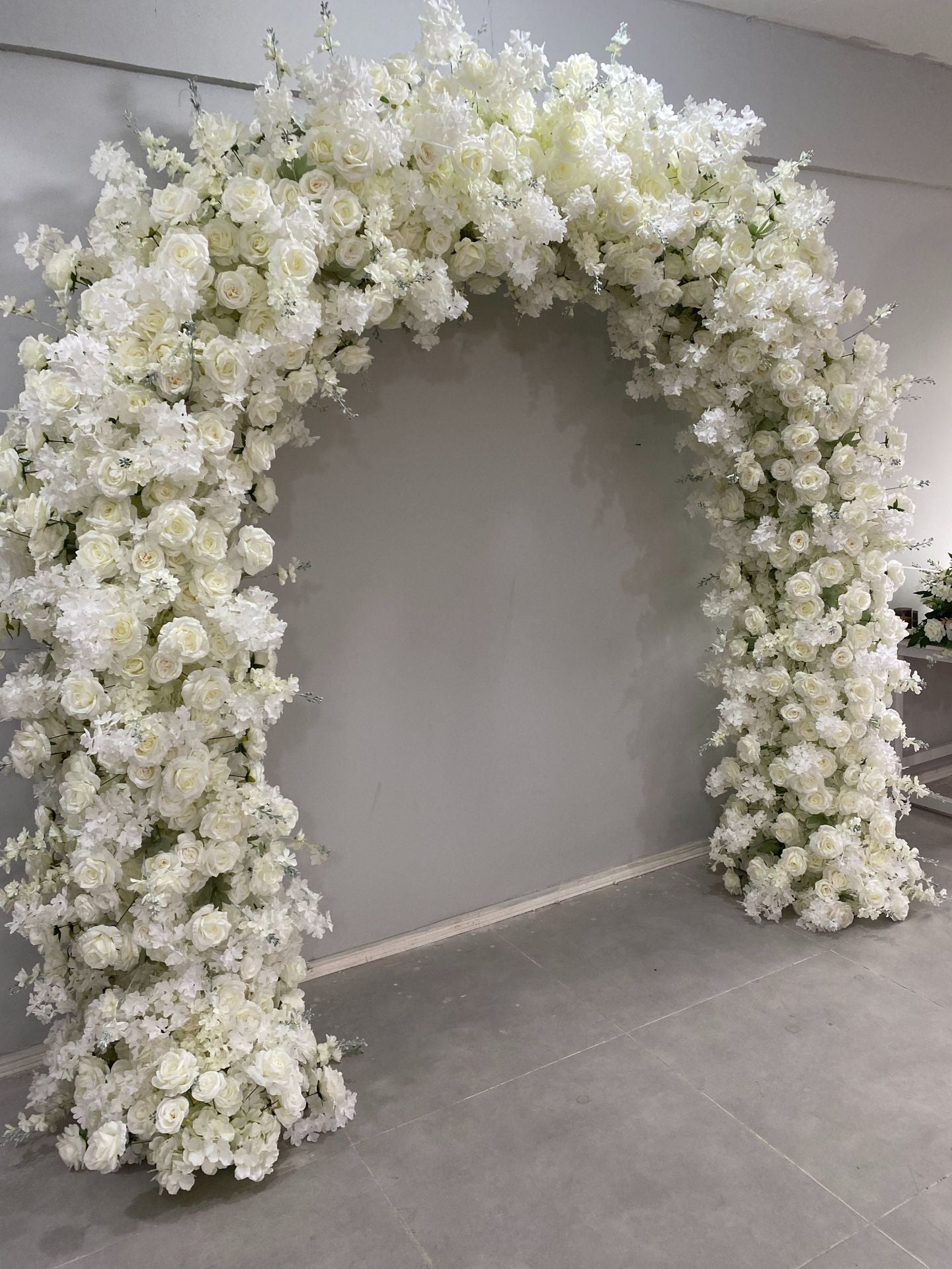 RoseyTime Artificial Flower Arches White Hydrangea Rose Sakura Fabric Back 8*8ft