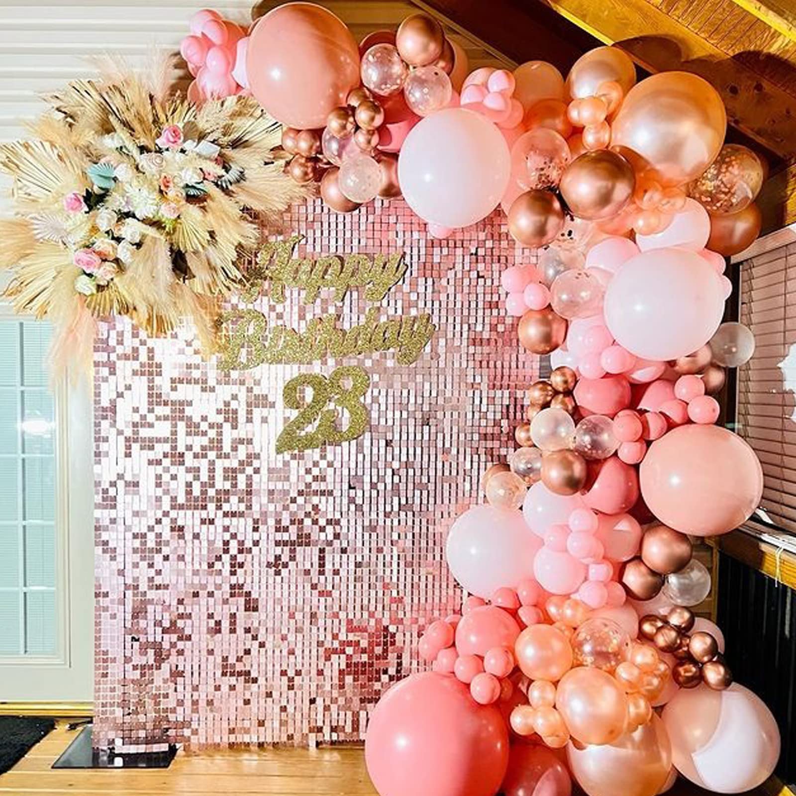rosegold shimmer wall backdrop
