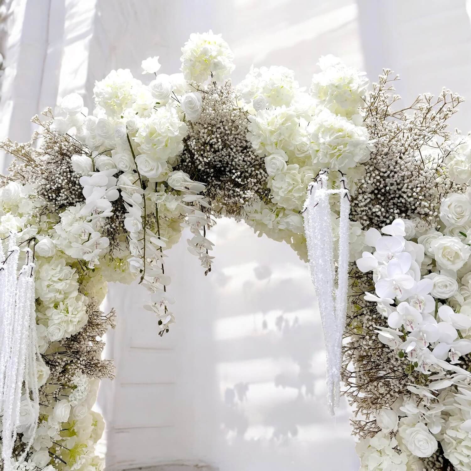 RoseyTime White Baby's Breath Flower Round Arch #RTA105