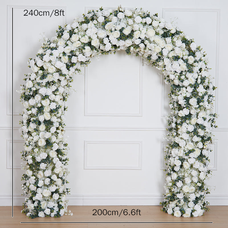 RoseyTime White Flower Arch Baby's breath Fabric Back