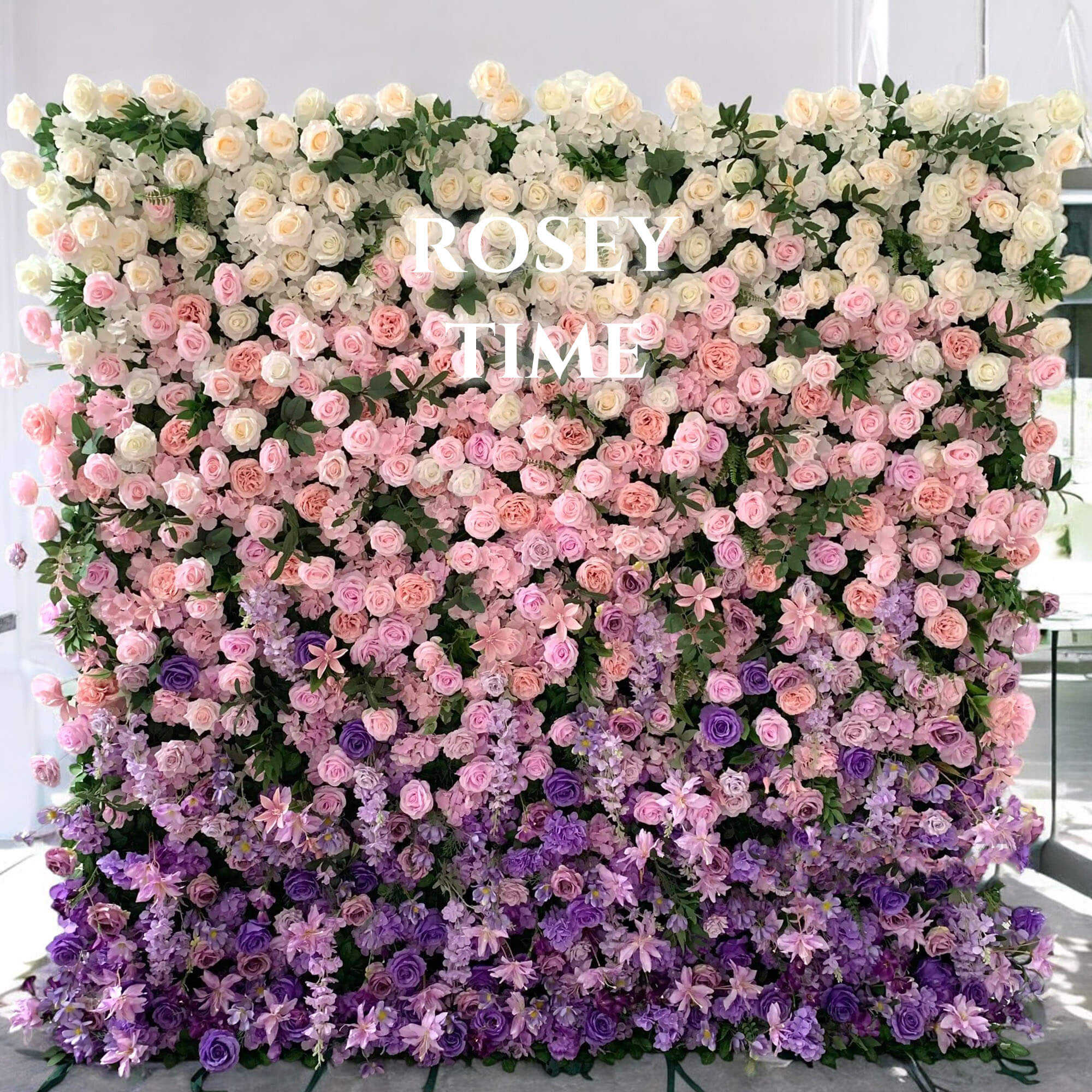 Roseytime 5D Gradient wedding Flower Wall Roll Up Fabric Back #RTW208