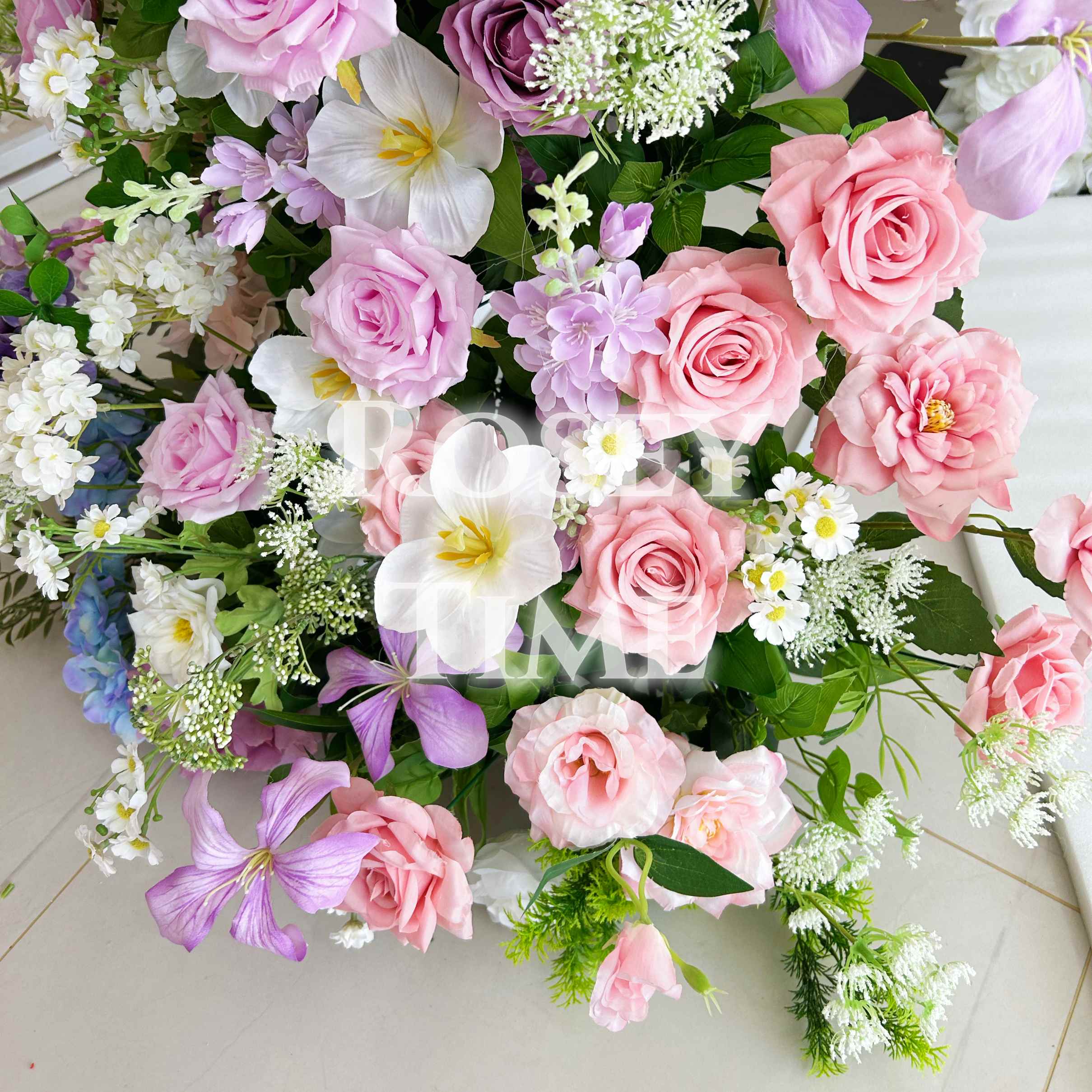 Roseytime Spring Colorful Flower Pillars Arch with Frame #RTP059