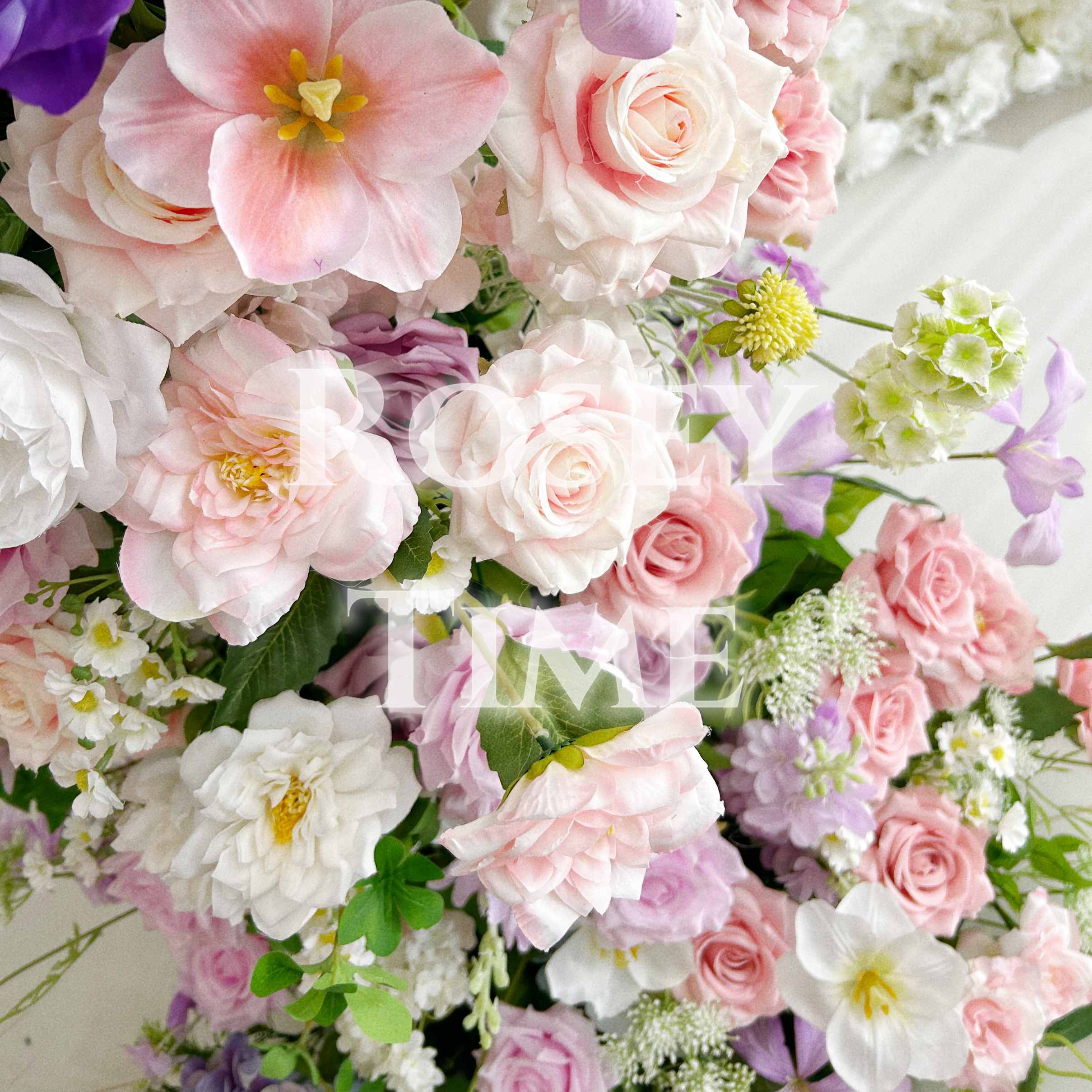 Roseytime Spring Colorful Flower Pillars Arch with Frame #RTP059