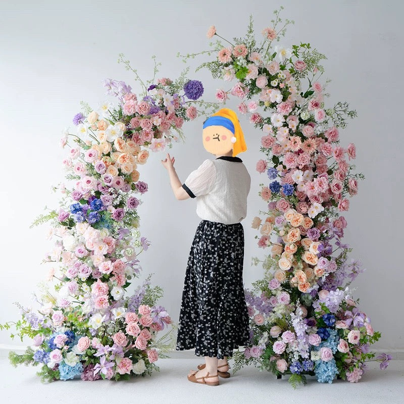 Roseytime Spring Colorful Flower Pillars Arch with Frame #RTP059