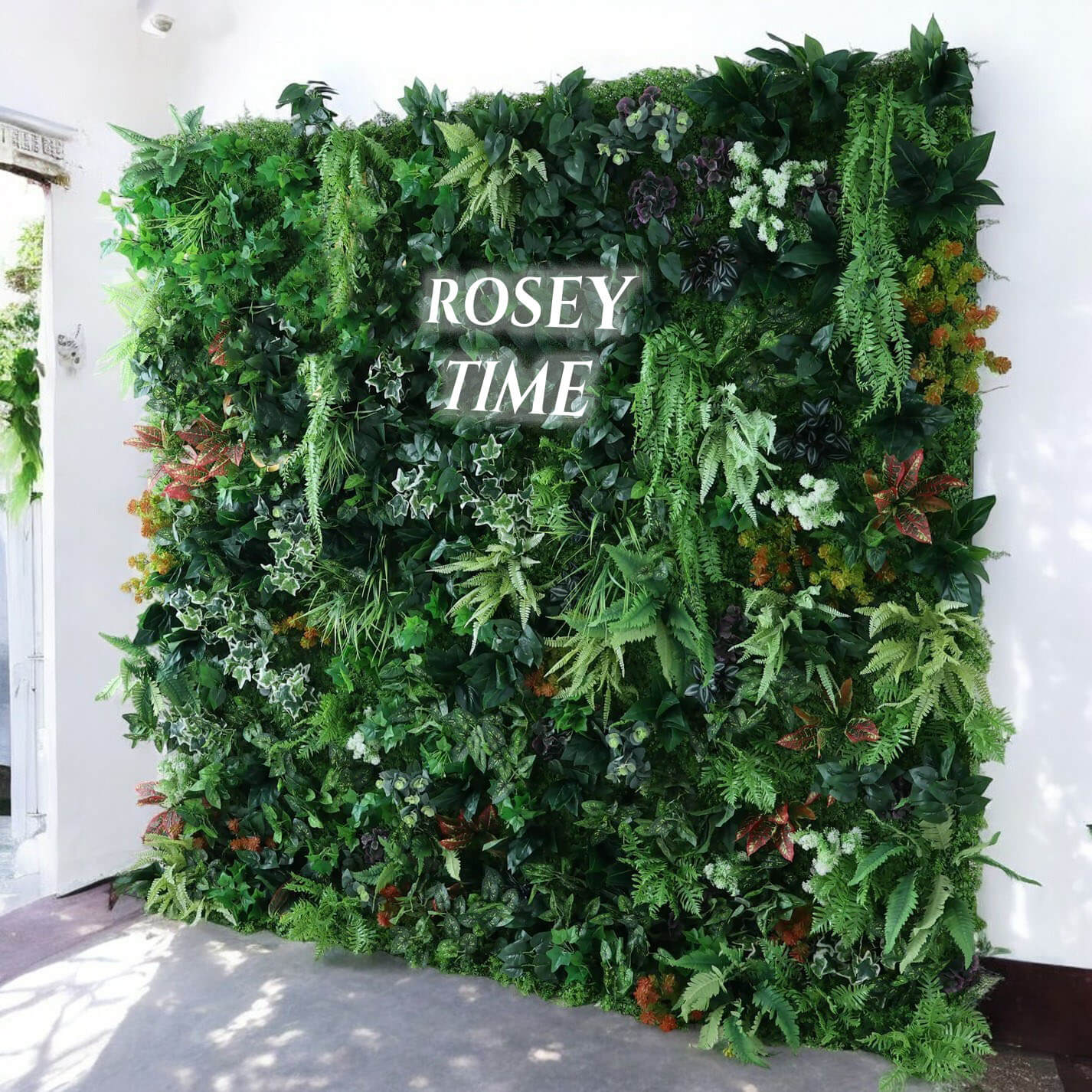 Roseytime Greenery Wall Roll Up Fabric Back #RTW243