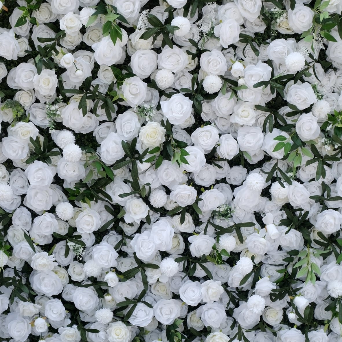 Roseytime 5D White&Green Flower Wall Roll Up Fabric Back#RTW253