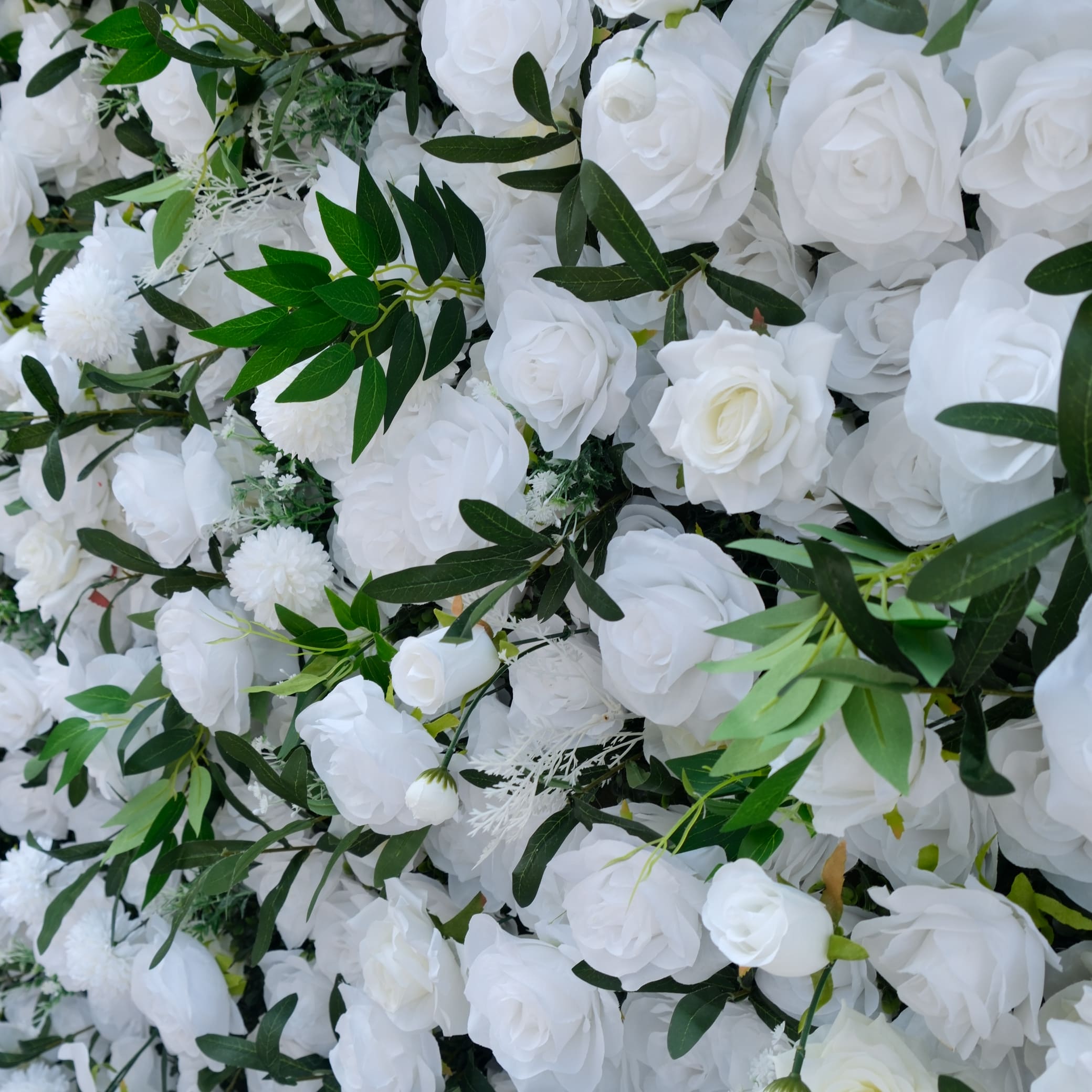 Roseytime 5D White&Green Flower Wall Roll Up Fabric Back#RTW253