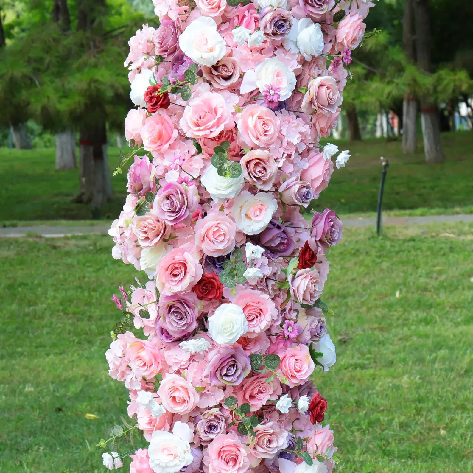 Roseytime Colorful Pink Flower Round Arch With Frame 8ftx8ft #RTA073