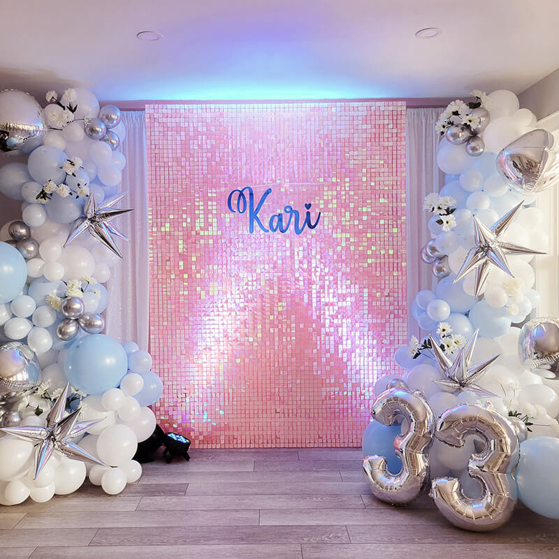 Roseytime Gradient Pink Sequin Shimmer Wall Backdrop for Wedding Baby Shower Birthday Party Decor