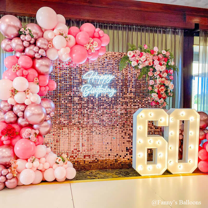 roseytime rosegold shimmer wall panel backdrop for party decor