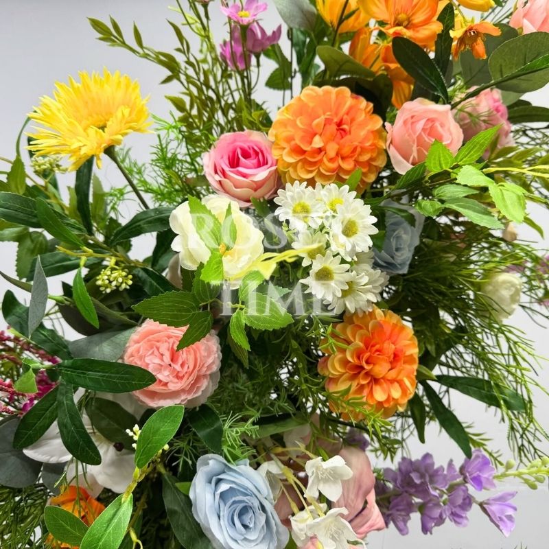 Roseytime Spring Colorful Flower Pillars Arch with Frame #RTP075
