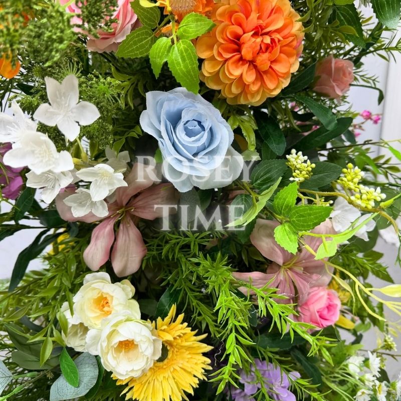 Roseytime Spring Colorful Flower Pillars Arch with Frame #RTP075