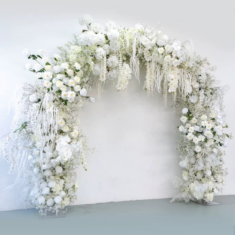 RoseyTime Wedding White Flower Round Arch #RTA075