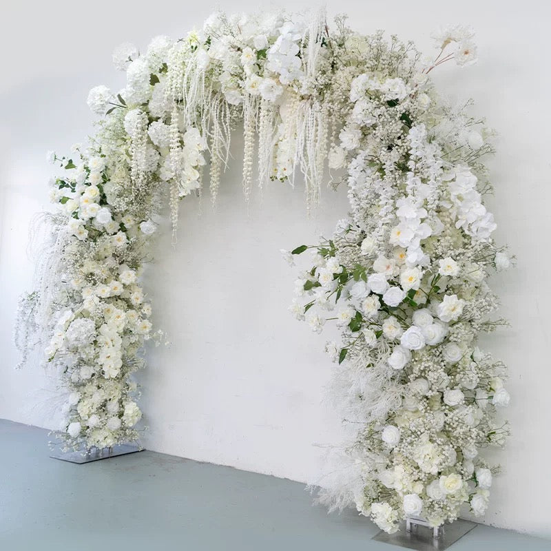 RoseyTime Wedding White Flower Round Arch #RTA075