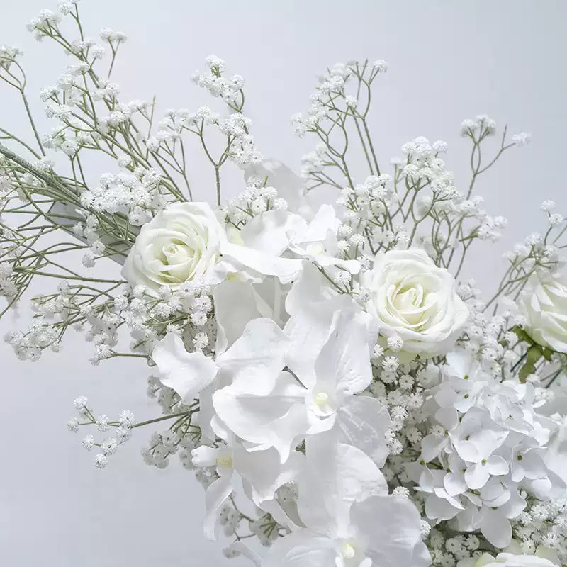 Roseytime White Baby's Breath Flower Pillars Arch with Frame #RTP073