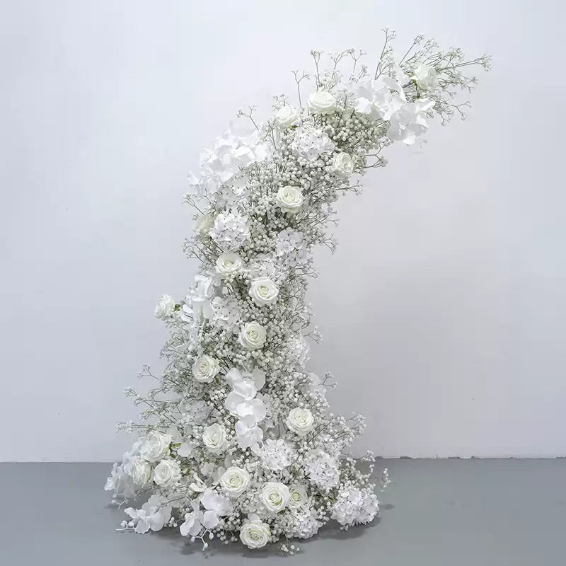 Roseytime White Baby's Breath Flower Pillars Arch with Frame #RTP073