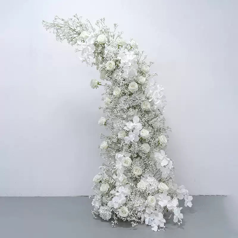 Roseytime White Baby's Breath Flower Pillars Arch with Frame #RTP073