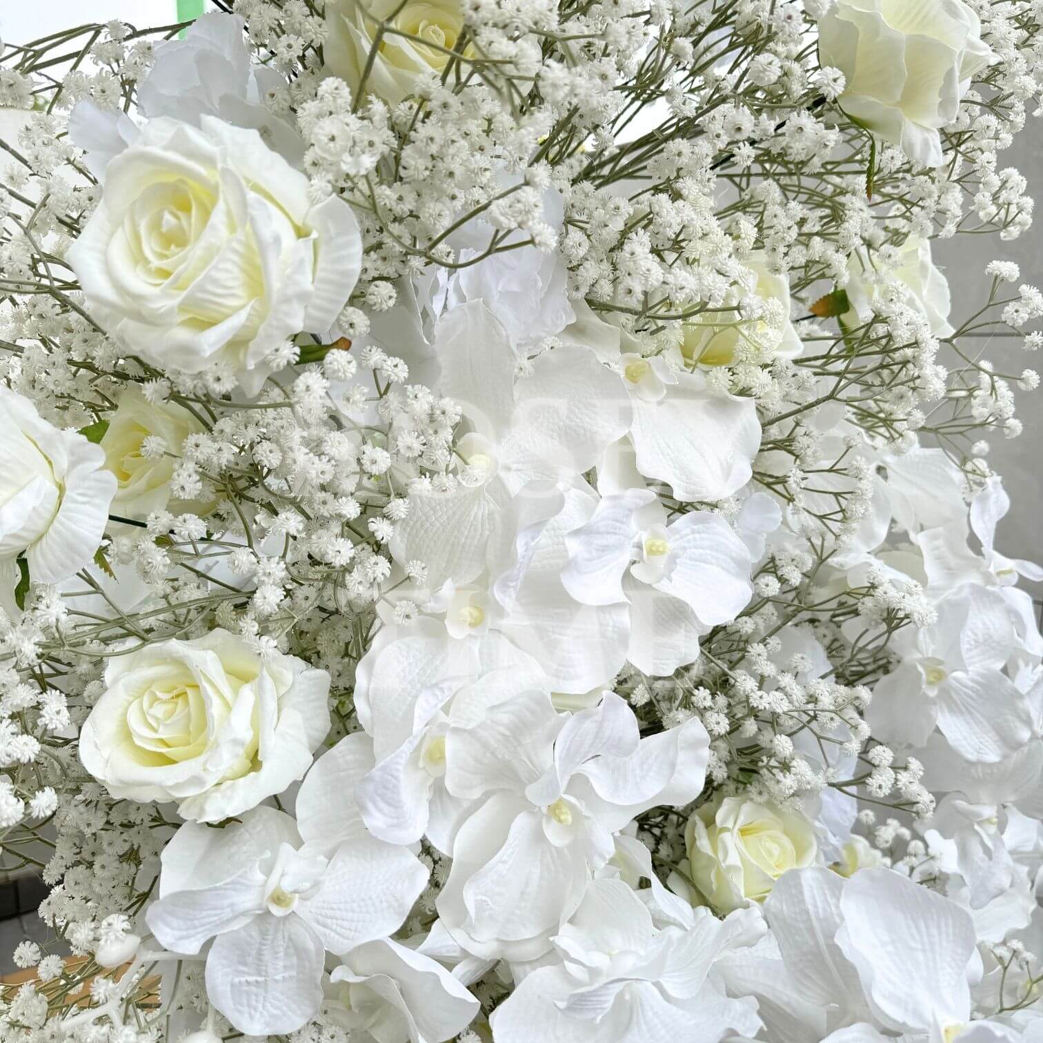Roseytime White Baby's Breath Flower Pillars Arch with Frame #RTP073