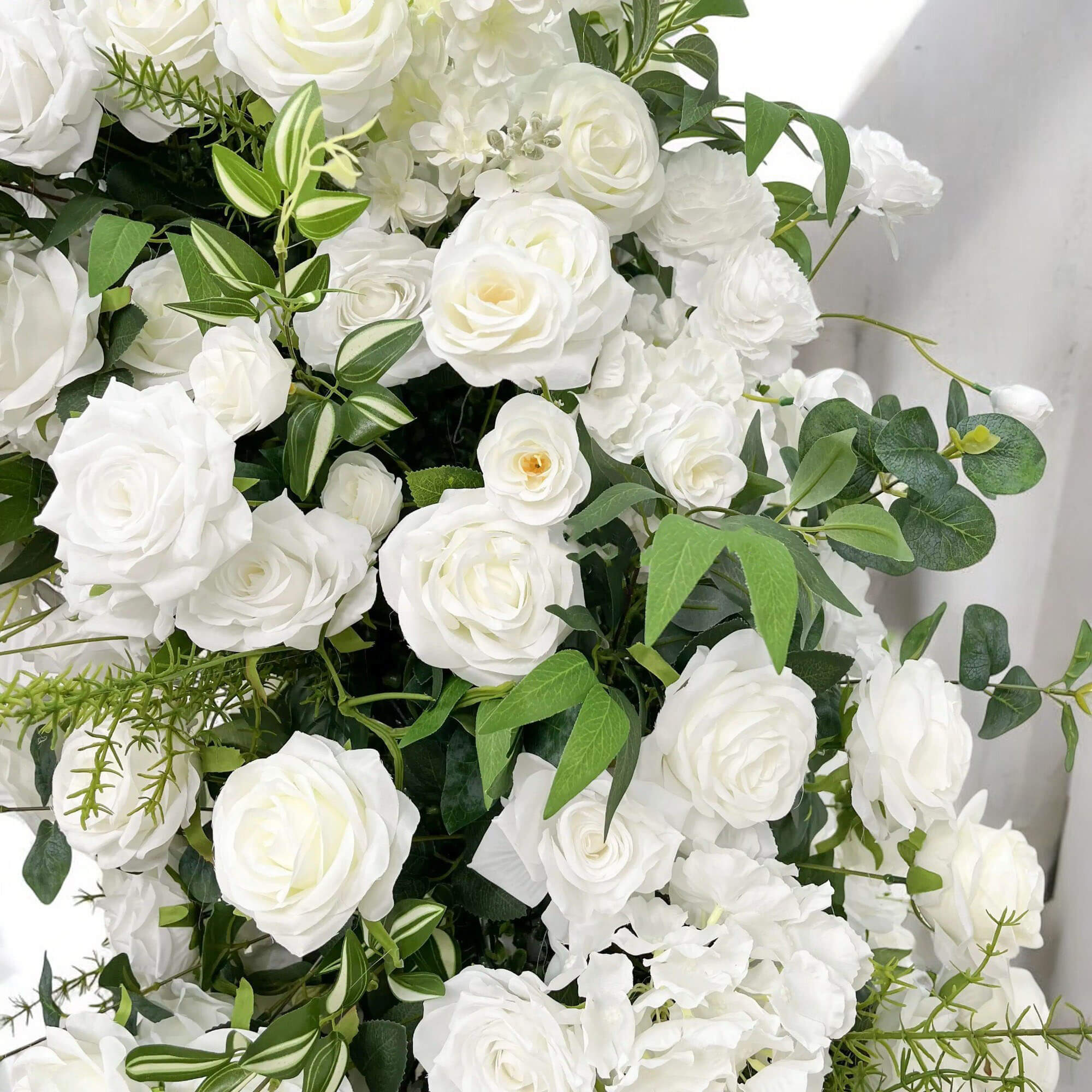 RoseyTime White&Green Flower Arch n-shape Round Arch #RTA110