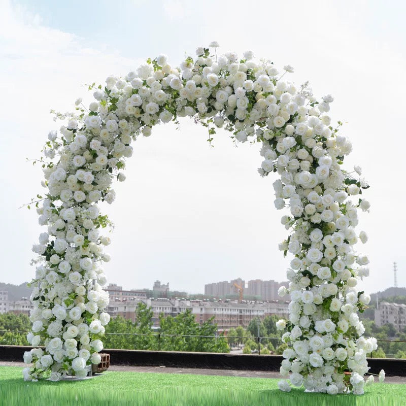 RoseyTime White Flower Round Arch With Frame #RTA079