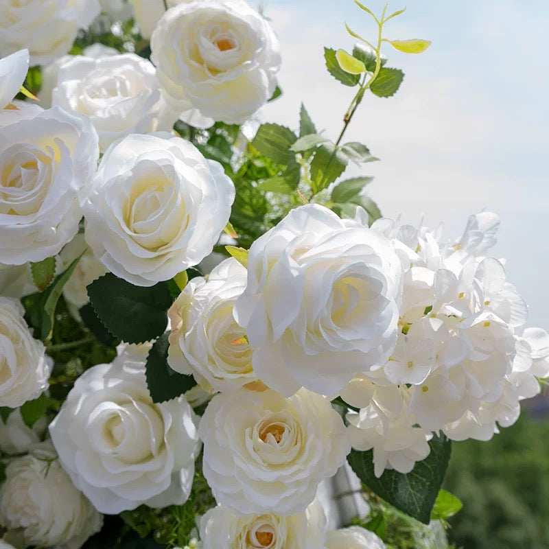 RoseyTime White Flower Round Arch With Frame #RTA079