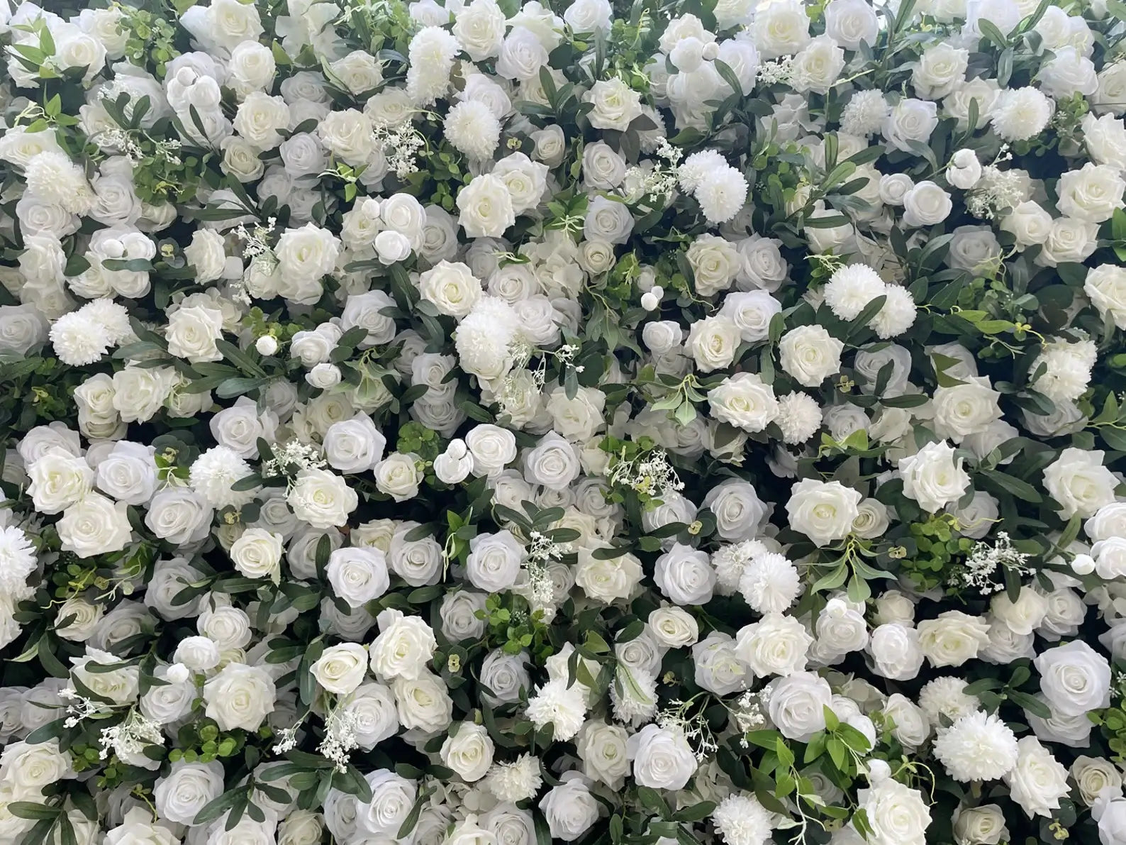 Roseytime 5D White&Green Flower Wall Roll Up Fabric Back#RTW253