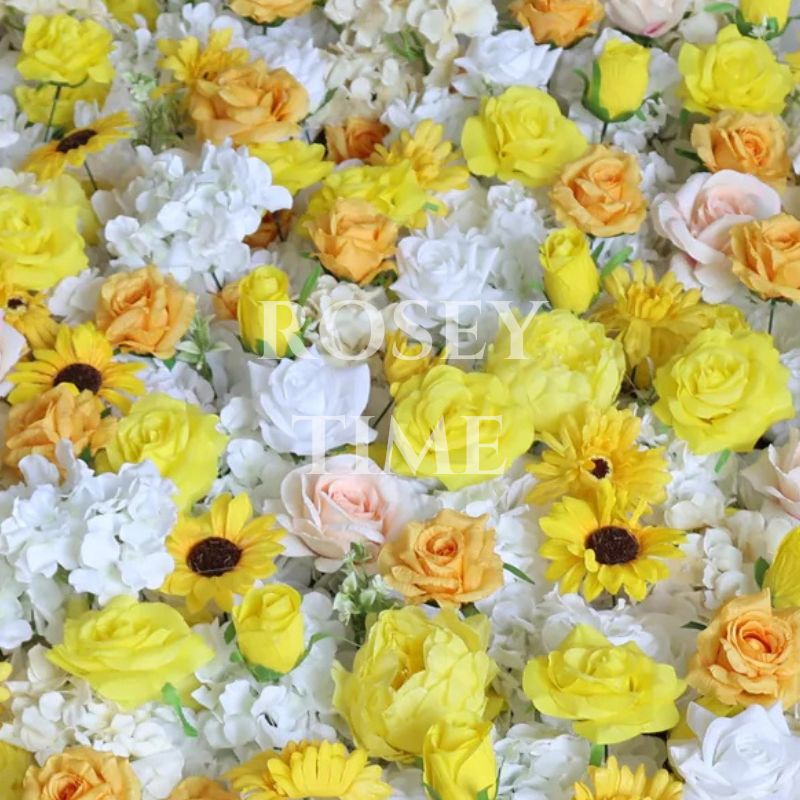 Roseytime 3D Yellow Flower Wall Roll Up Fabric Back #RTW224
