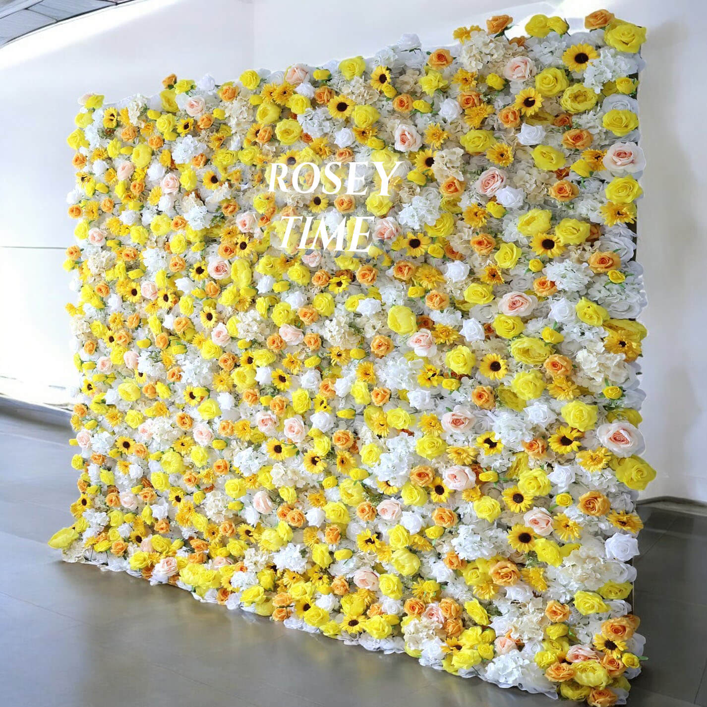 Roseytime 3D Yellow Flower Wall Roll Up Fabric Back #RTW224