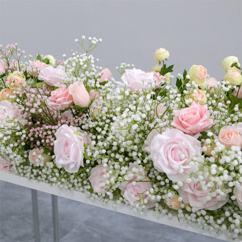 Roseytime Pink Baby's Breath Flower Runner Table Flower Decor#RTR024