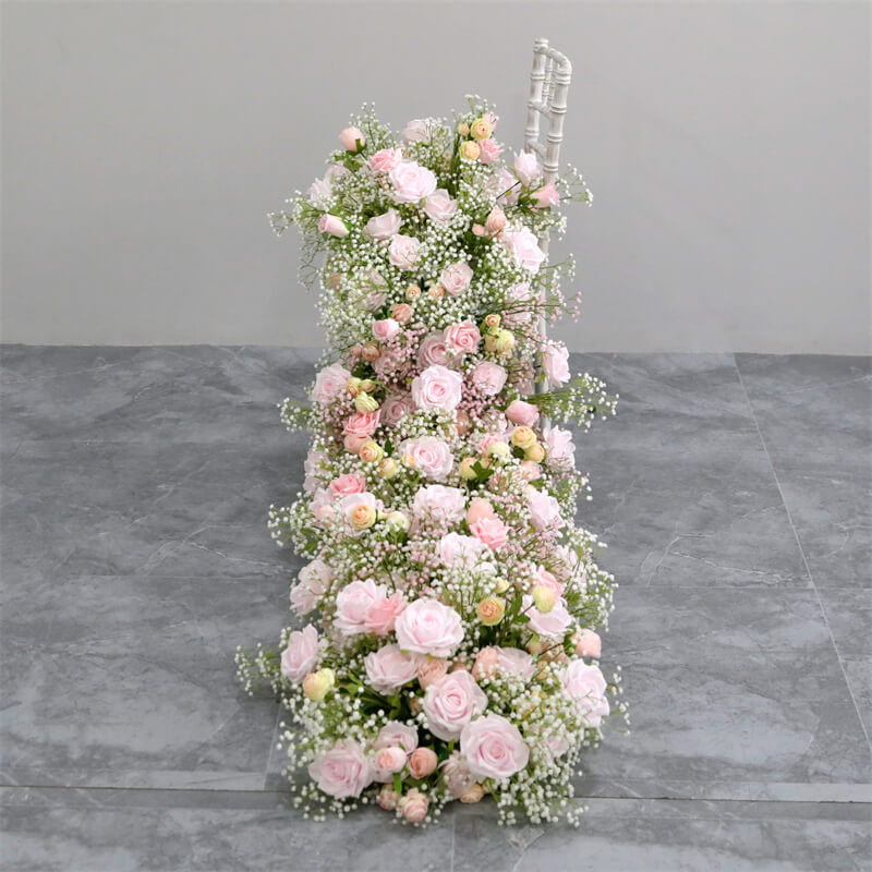 Roseytime Pink Baby's Breath Flower Runner Table Flower Decor#RTR024