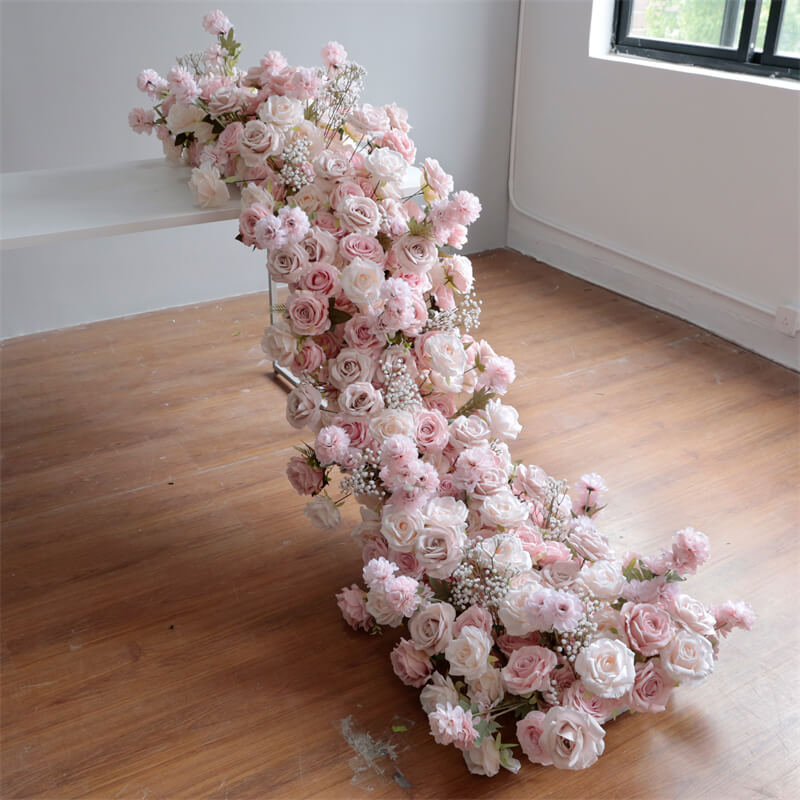 Roseytime Baby's Breath Pink Flower Runner Table Flower Decor#RTR028