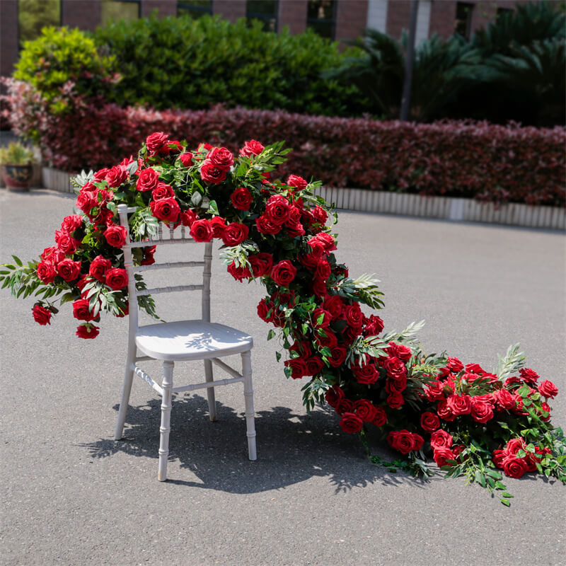 Roseytime Red Flower Runner Table Flower Decor#RTR038