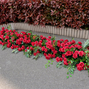 Roseytime Red Flower Runner Table Flower Decor#RTR038