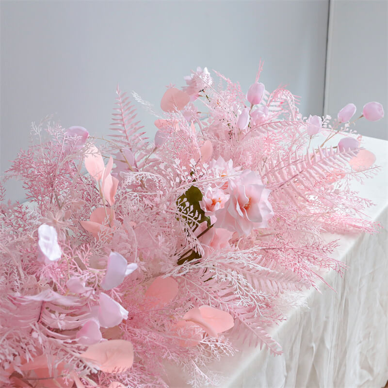 Roseytime Pink Pampas Flower Runner Table Flower Decor#RTR042