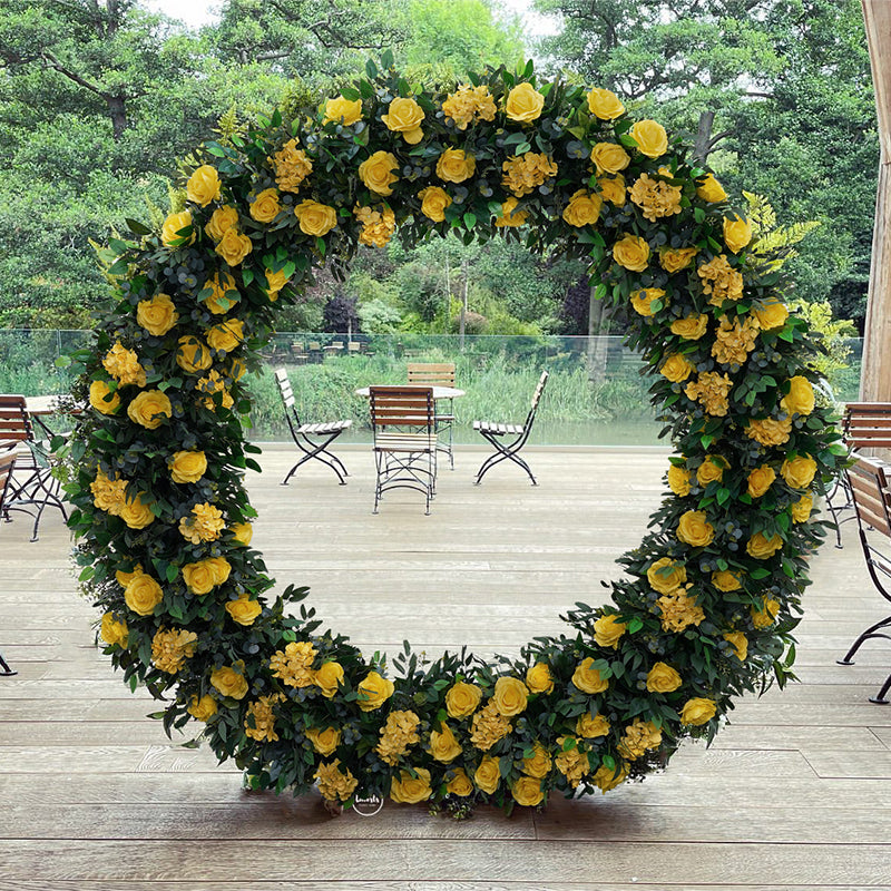 RoseyTime Yellow Circle Arch Fabric Back 6.6*6.6ft