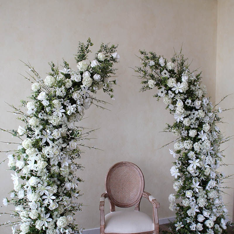 💥BF Sale:Wedding White&Green Flower Pillars Arch with Frame #RTP053