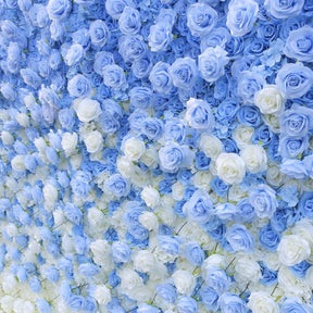 Roseytime 5D Artificial Flower Wall Rolling Up Blue Hanging Flowers Wedding Backdrop Decor for Birthday Event Party