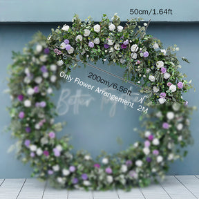 RoseyTime Circle Green Flower Arch Green Fabric Back