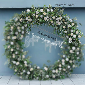 RoseyTime Circle Green Flower Arch Green Fabric Back