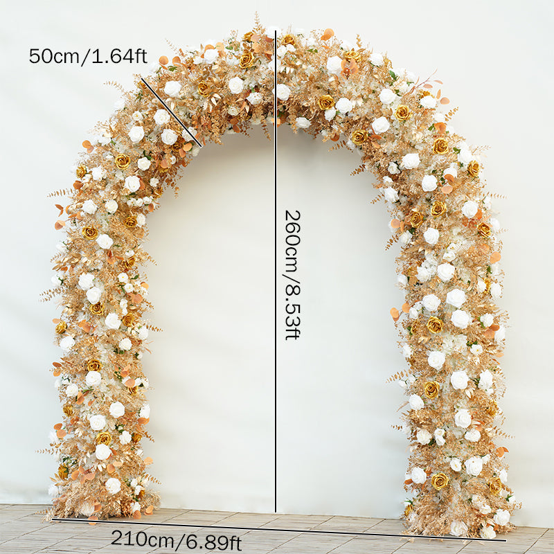 RoseyTime Brown Flower Arch Fabric Back