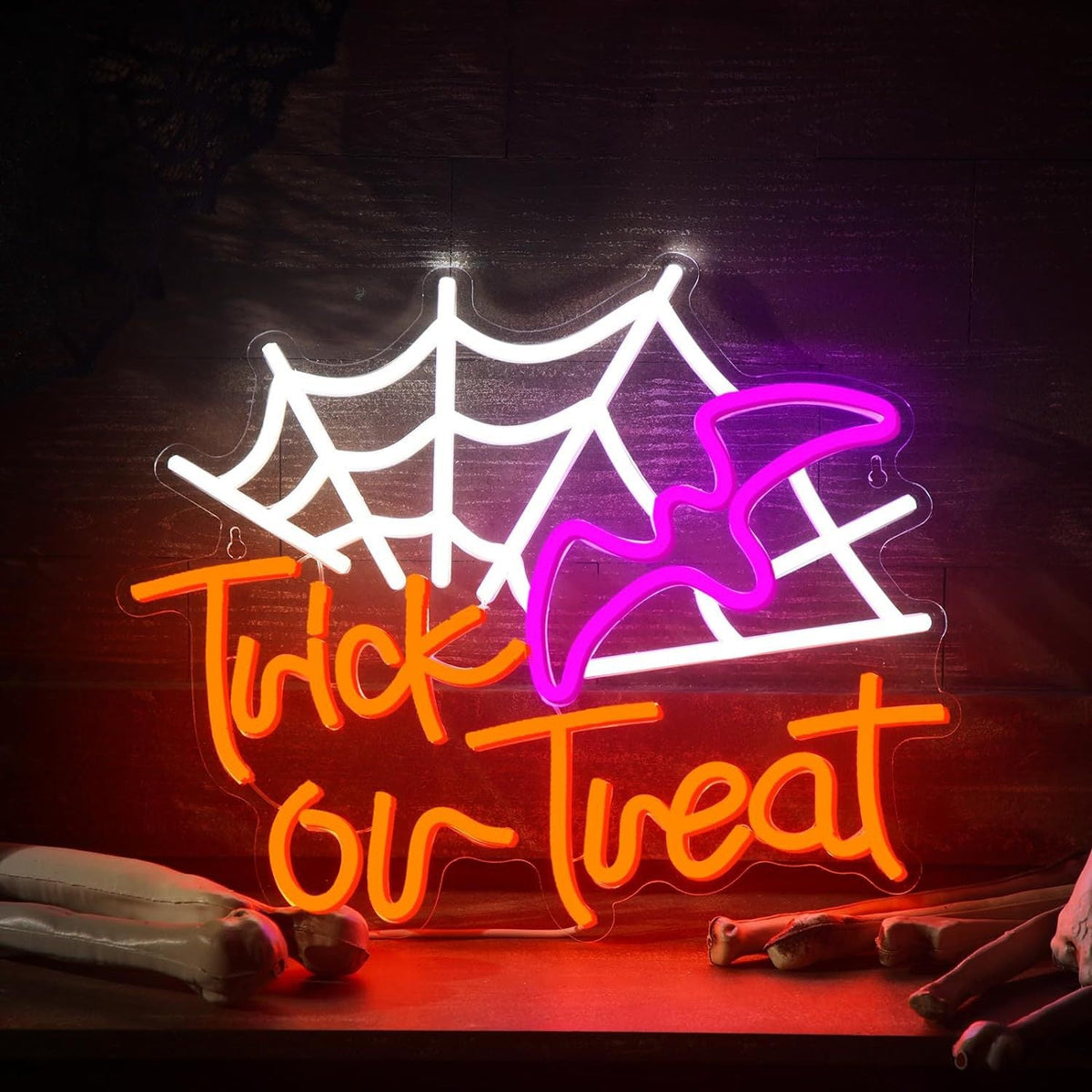 Roseytime "Trick or Treat" Halloween Neon Signs 11.8" x 14.2"