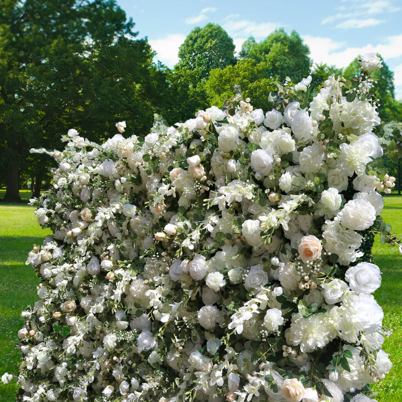 💥BF SALE: 5D White&Green Artificial Flower Wall #RTW034