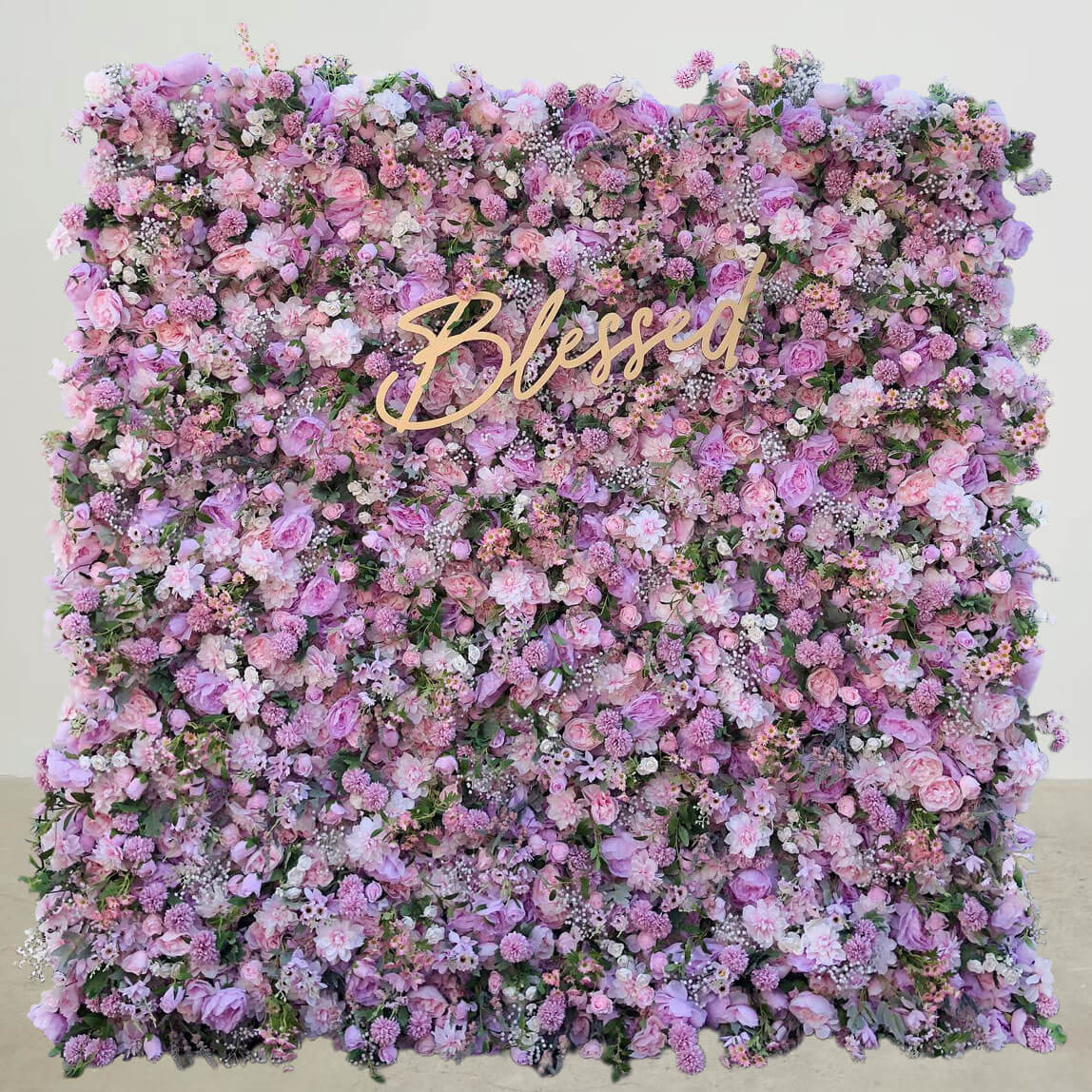 Roseytime 5D Purple Flower Wall Roll Up Fabric Back #RTW029