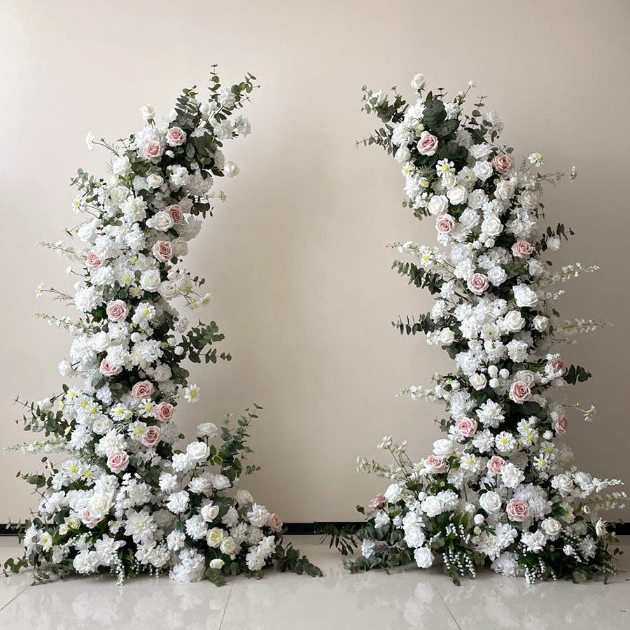 white green flower arch