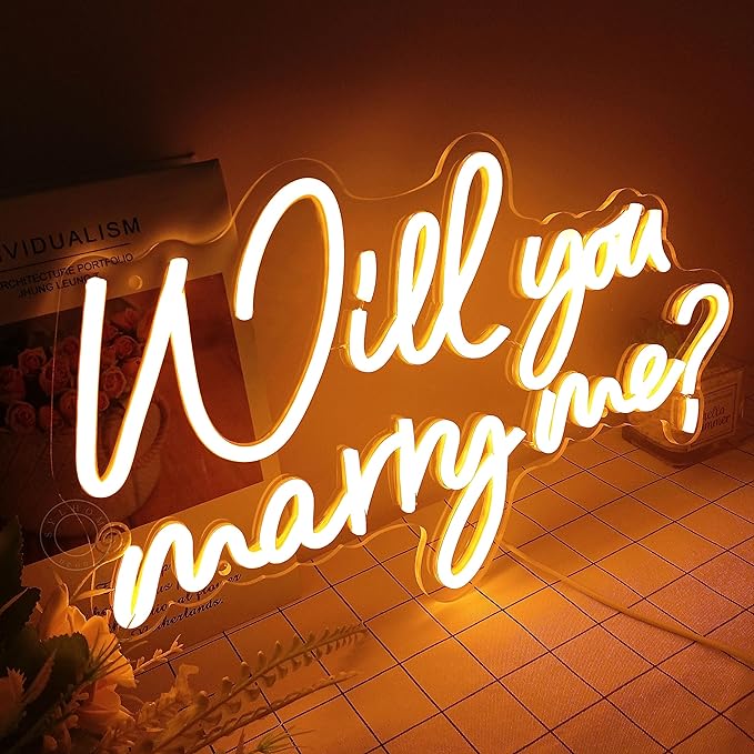 Roseytime "Will you marry me?" Neon Signs 15.75"X9.25"