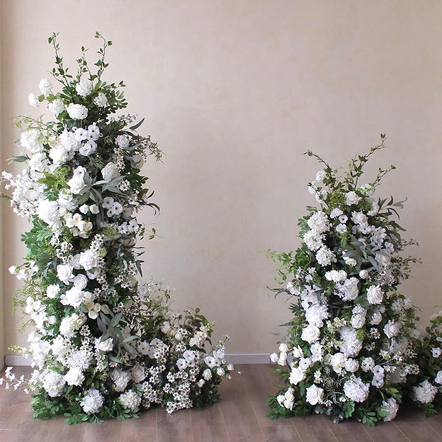 💥BF Sale: Wedding White Green Flower Pillars Set with Frame #RTP055