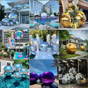 Roseytime Silver Big Shiny Inflatable Ball Reusable Giant Balloon Set